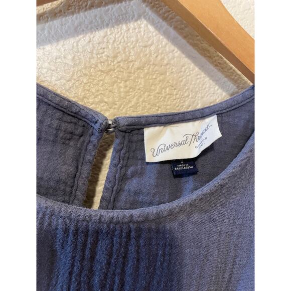 Universal Thread Cotton Gauzy Tank Tiered Navy Blur Mini Dress W/ Pockets Small - Picture 2 of 12
